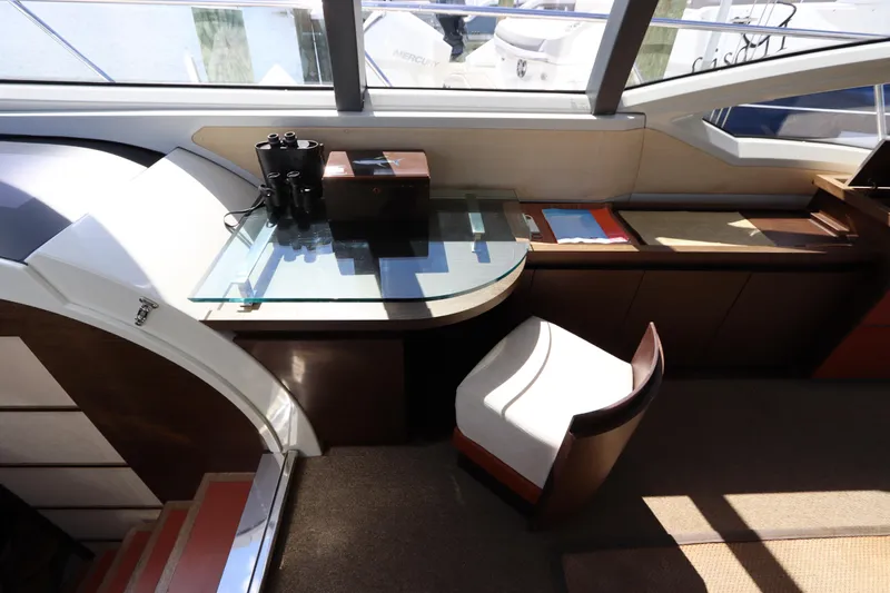  Yacht Photos Pics Interior of 2007 Azimut 62S yacht with modern desk and chair setup.