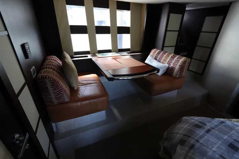  Yacht Photos Pics Luxurious interior of 2007 Azimut 62S yacht with cozy seating and modern design.