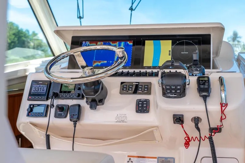  Yacht Photos Pics 2019 Grady-White Express boat helm with advanced navigation and communication systems.