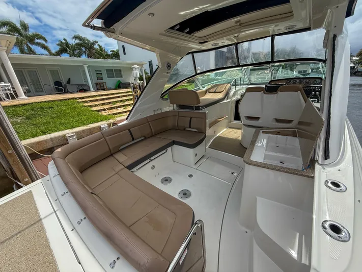  Yacht Photos Pics 2016 Sea Ray 350 Sundancer interior with spacious seating and modern design.