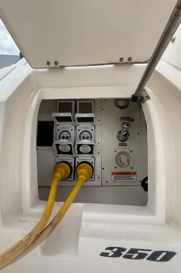  Yacht Photos Pics Electrical panel of 2016 Sea Ray 350 Sundancer with yellow power cables connected.