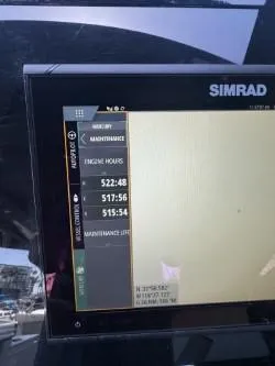 True Yacht Photos Pics Simrad display showing engine hours on 2020 Cruisers Yachts 38 GLS.
