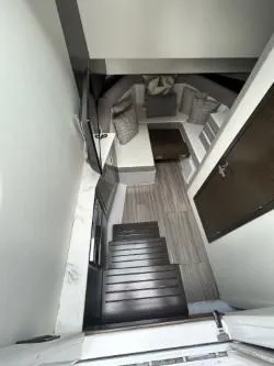 True Yacht Photos Pics Interior view of 2020 Cruisers Yachts 38 GLS, featuring modern seating and sleek design.