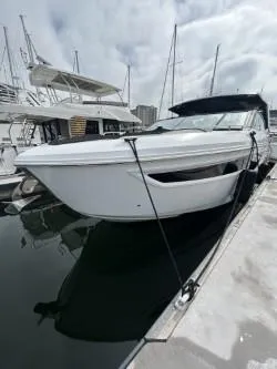 True Yacht Photos Pics 2020 Cruisers Yachts 38 GLS docked at marina, sleek white design.