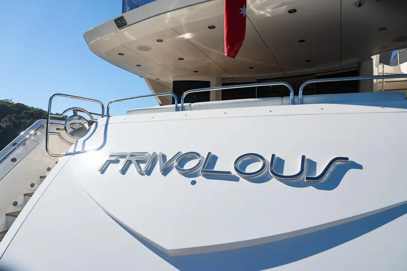 Frivolous Yacht Photos Pics Sunseeker 34 Metre Yacht 2009, named "Frivolous," with sleek design and luxury features.