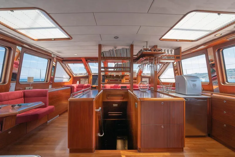 Playmobil Yacht Photos Pics Luxurious interior of 1990 One Off Brandst&auml;tter 31m Motor Sailor with elegant wood finish.
