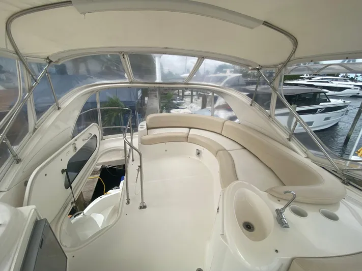 Sea Shack Yacht Photos Pics 2013 Meridian 391 yacht interior with spacious seating and helm station.