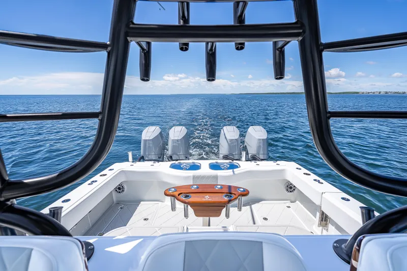  Yacht Photos Pics 2024 Freeman 43 boat with four engines, ocean view, and sleek design.