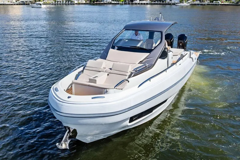  Yacht Photos Pics 2025 SACS 40 Rebel luxury boat cruising on a sunny day.