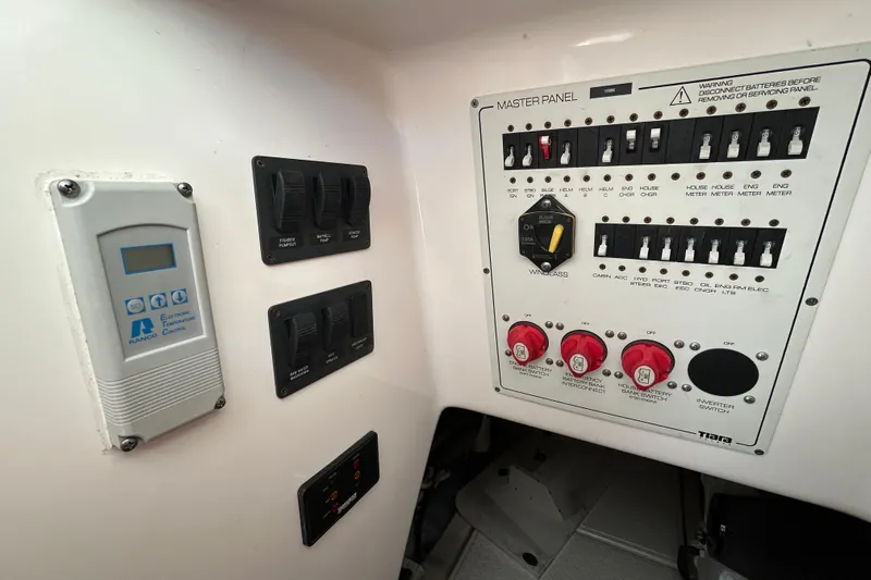Follow That Stern Ix Yacht Photos Pics Electrical control panel of a 2007 Tiara Yachts 3900 Convertible boat.