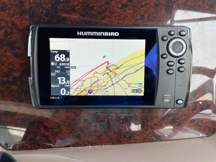  Yacht Photos Pics Humminbird Helix 7 GPS on 2003 Regal 3860 Commodore boat dashboard.