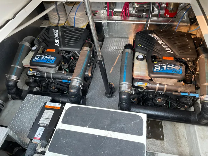  Yacht Photos Pics Twin Mercury 8.1S HO engines in a 2003 Regal 3860 Commodore yacht.