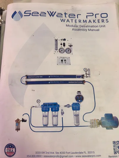 Top Dog Yacht Photos Pics SeaWater Pro watermaker assembly manual, Hunter 38 Ft Sloop 2006.