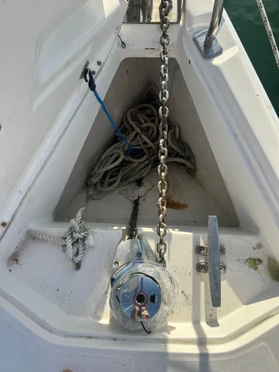 Top Dog Yacht Photos Pics Anchor locker of a 2006 Hunter 38 Ft Sloop.