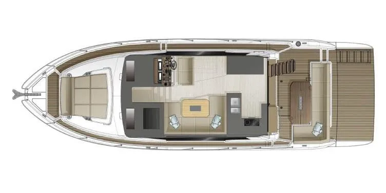 Nan Sea Cay Yacht Photos Pics Top view of 2020 Sealine C430 yacht layout, featuring spacious interior and deck design.