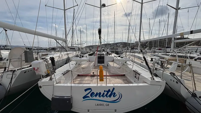 Zenith Yacht Photos Pics Italia Yachts 14.98 sailboat "Zenith" docked in marina, 2023 model.