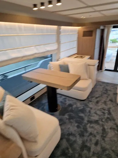  Yacht Photos Pics Luxurious interior of 2025 Azimut Magellano 60 yacht with elegant seating and modern design.