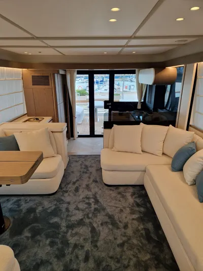  Yacht Photos Pics Luxurious interior of 2025 Azimut Magellano 60 yacht with elegant seating and modern design.