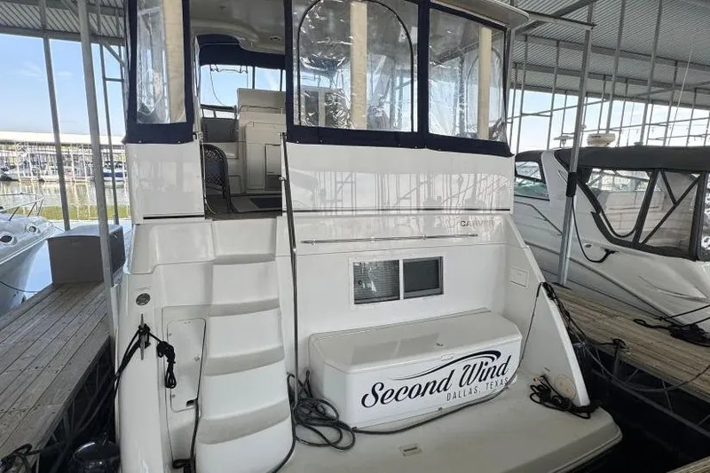  Yacht Photos Pics 1998 Carver 405 Motor Yacht docked, featuring "Second Wind" name, Dallas, Texas.