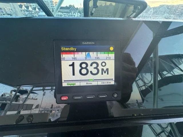 Mirabella Yacht Photos Pics Garmin display on 1996 Tiara Yachts 43 Open, showing heading of 183 degrees.