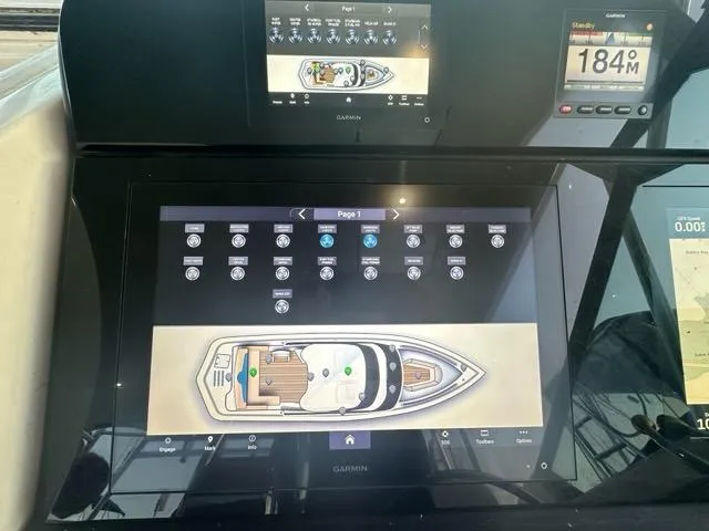 Mirabella Yacht Photos Pics Tiara Yachts 1996 43 Open dashboard with Garmin navigation display.