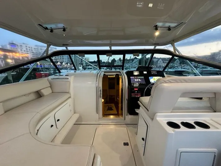 Mirabella Yacht Photos Pics 1996 Tiara Yachts 43 Open cockpit with modern helm and seating.