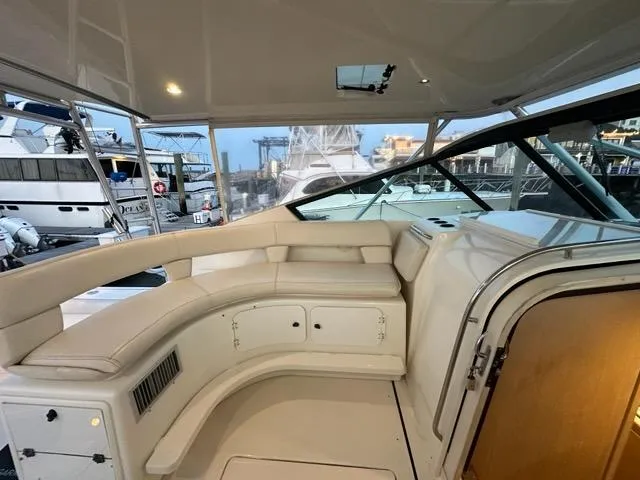 Mirabella Yacht Photos Pics 1996 Tiara Yachts 43 Open interior with plush seating and sleek design.