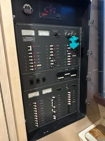 Mirabella Yacht Photos Pics Electrical panel of a 1996 Tiara Yachts 43 Open boat.