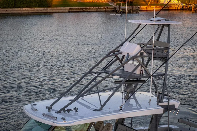  Yacht Photos Pics 2026 HCB 56 Suenos GIX boat with advanced tower design on calm water.