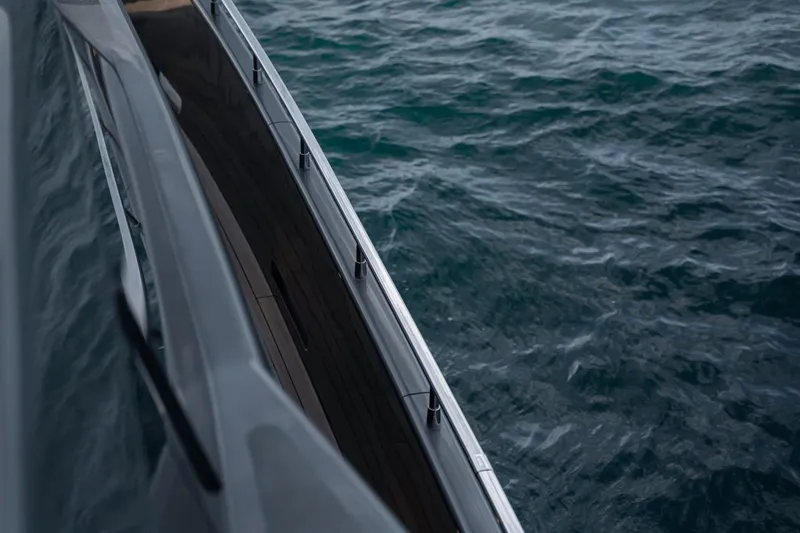 Spectre Yacht Photos Pics Side view of 2004 Azimut 100 Jumbo yacht on the water.