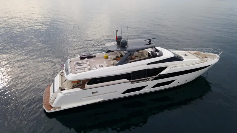 M/y Sunrise Yacht Photos Pics Luxury 2021 Ferretti Yachts 920 cruising on calm waters.