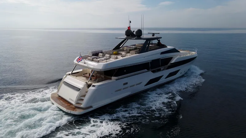 M/y Sunrise Yacht Photos Pics Luxury 2021 Ferretti Yachts 920 cruising on open sea.