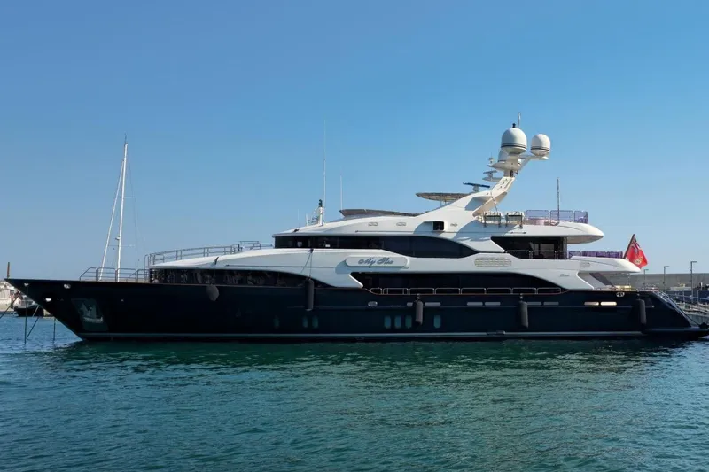  Yacht Photos Pics Luxury yacht Benetti Vision 45m, 2010 model, docked in serene waters.