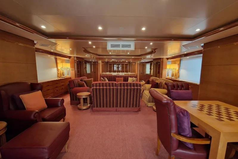  Yacht Photos Pics Luxurious interior of 2010 Benetti Vision 45m yacht with elegant seating and warm lighting.