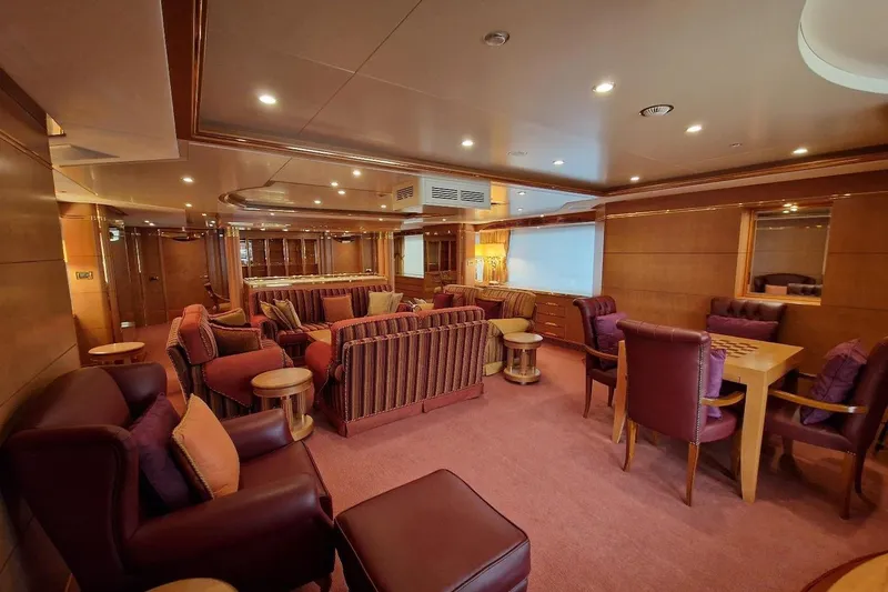  Yacht Photos Pics Luxurious interior of 2010 Benetti Vision 45m yacht with elegant seating and warm lighting.