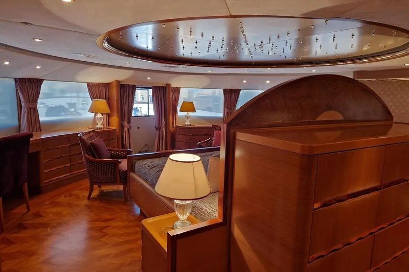  Yacht Photos Pics Luxurious interior of 2010 Benetti Vision 45m yacht with elegant wood furnishings.