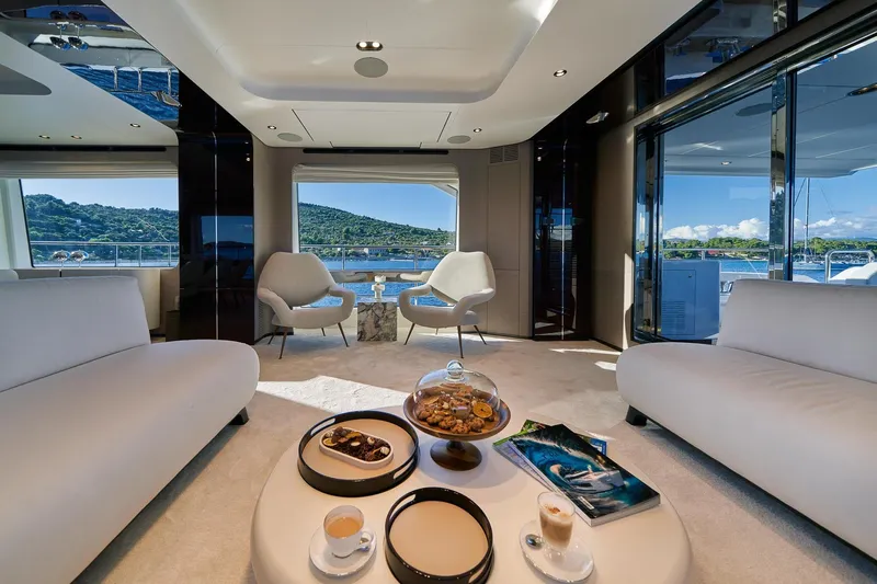  Yacht Photos Pics Luxurious interior of 2024 Azimut Grande 27 METRI yacht with scenic ocean view.