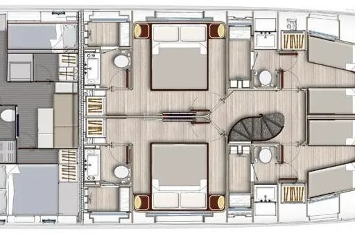 Yacht Photos Pics Floor plan of 2024 Azimut Grande 27 METRI luxury yacht interior layout.