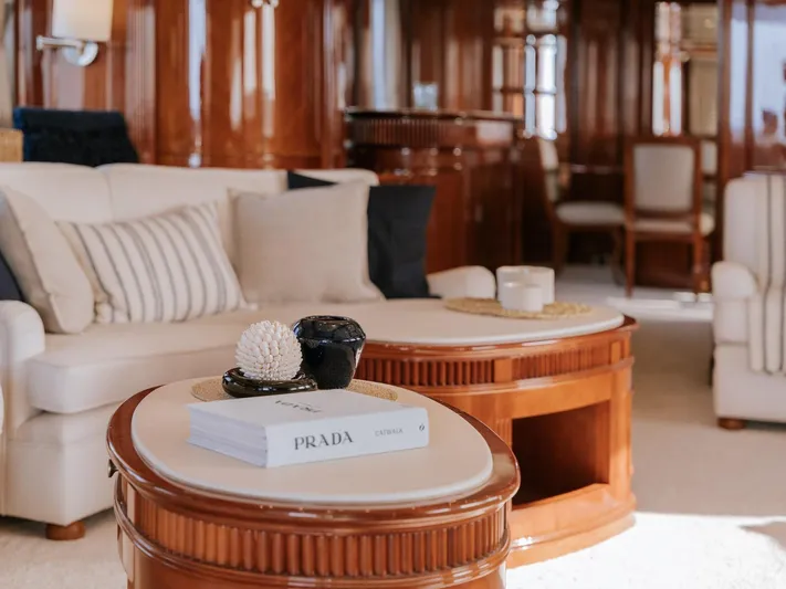 Frienship Yacht Photos Pics Luxurious interior of 2000 Benetti Classic 115 yacht with elegant furnishings and decor.