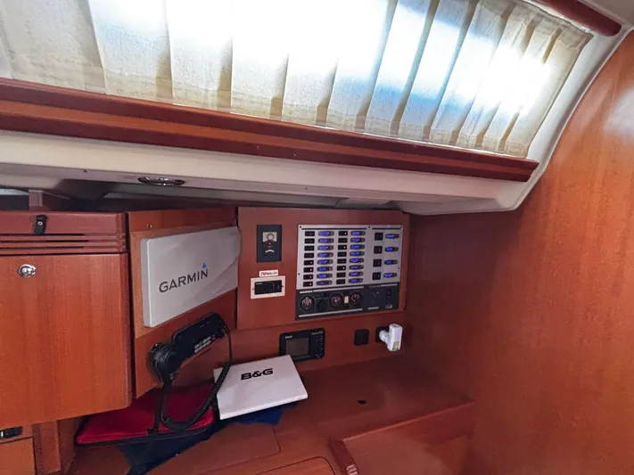 4746 Yacht Photos Pics Control panel inside 2006 Dufour 44 Performance yacht with Garmin and B&G equipment.
