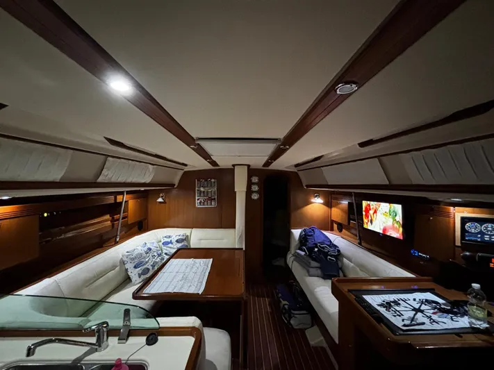 4746 Yacht Photos Pics Interior of 2006 Dufour 44 Performance yacht with cozy seating and modern amenities.