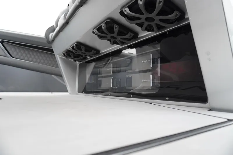 C Daze Yacht Photos Pics 2024 Adrenaline 47 Reaper interior with advanced audio system and sleek design.