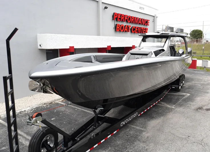 C Daze Yacht Photos Pics 2024 Adrenaline 47 Reaper boat on trailer at Performance Boat Center.