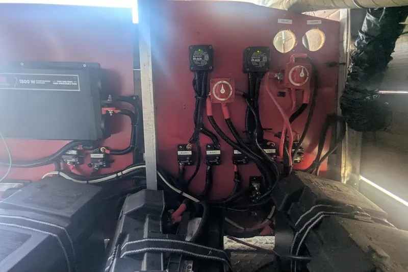  Yacht Photos Pics Electrical panel with wiring and switches on a 2015 custom pirate ship.