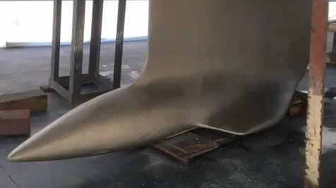 1730 Yacht Photos Pics Keel of a 1999 Beneteau Oceanis Clipper 44 CC sailboat in a shipyard.