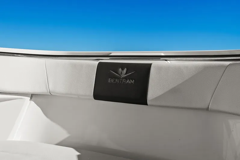  Yacht Photos Pics Interior view of 2023 Bertram 39 CC with logo.