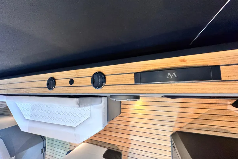 Max 43 Comfort Yacht Photos Pics Luxurious interior of 2025 Maxim Yachts 43 Comfort with elegant wood finish.