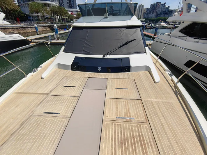  Yacht Photos Pics 2021 Monte Carlo MC6 yacht with spacious deck at marina.