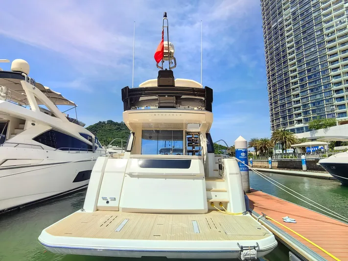  Yacht Photos Pics Luxury Monte Carlo MC6 yacht docked at marina, 2021 model.