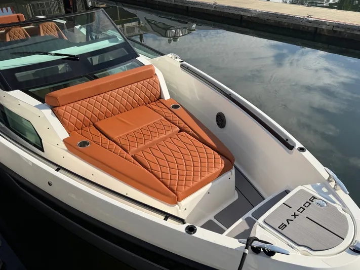  Yacht Photos Pics Luxurious interior of Saxdor 320 GTO boat, model year 2025.